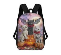 sinyumoney 3D Halloween Cats with Pumpkins-1 Print Children Backpack for School Students Backpacks Schoolbag Shoulder Book Bags 17inch