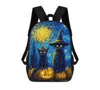 sinyumoney 3D Halloween Cats with Pumpkins-4 Print Children Backpack for School Students Backpacks Schoolbag Shoulder Book Bags 17inch