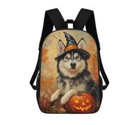 sinyumoney 3D Halloween Dog with Jack-o'-Lantern-3 Kid's Backpack Waterproof 17inch School Bag Cute Rucksacks Fashion Casual Schoolbag for Kids for Girl Boy School