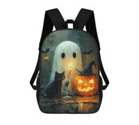 sinyumoney 3D Halloween Ghost And Cat Scene-1 Print Children Backpack for School Students Backpacks Schoolbag Shoulder Book Bags 17inch