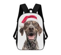 sinyumoney 3D Happy Plott Hound Dog Wearing Santa Hat Kid's Backpack Waterproof 17inch School Bag Cute Rucksacks Fashion Casual Schoolbag for Kids for Girl Boy School