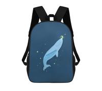 sinyumoney 3D Happy Whale And Moon Printing Daypacks Kids Casual Backpack Knapsack High Capacity Rucksack Travel Laptop Book Bag 17inch