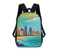 sinyumoney 3D Havana Cuba Minimal Printing Daypacks Kids Casual Backpack Knapsack High Capacity Rucksack Travel Laptop Book Bag 17inch
