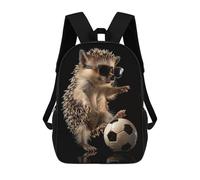 sinyumoney 3D Hedgehog Soccer Player Printing Daypacks Kids Casual Backpack Knapsack High Capacity Rucksack Travel Laptop Book Bag 17inch