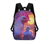 sinyumoney 3D Hen And Chick at Sunset School Backpack Student Casual Backpack For Kid's Children's Daypack Bookbag Hiking Sports Outdoor Work Travel Laptop Bag 17inch