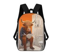 sinyumoney 3D Highland Cowon The Toilet School Backpack Student Casual Backpack For Kid's Children's Daypack Bookbag Hiking Sports Outdoor Work Travel Laptop Bag 17inch