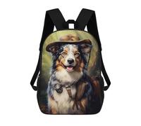 sinyumoney 3D Hiker Australian Shepherd 17 Inch School Backpack Student Casual Backpack For Kid's Children's Daypack Bookbag Hiking Sports Outdoor Work Travel Laptop Bag