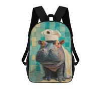 sinyumoney 3D Hippos in The Bathroom-2 Kid's Backpack Waterproof School Bag Bookbag Cute Rucksacks Fashion Casual Schoolbag for Kids for Girl Boy School 17inch