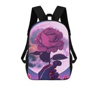 sinyumoney 3D Holding A Rose Kid's Backpack Waterproof 17inch School Bag Cute Rucksacks Fashion Casual Schoolbag for Kids for Girl Boy School