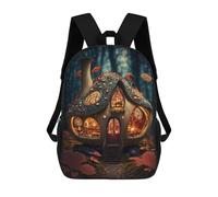sinyumoney 3D Home Mushroom New Printing Daypacks Kids Casual Backpack Knapsack High Capacity Rucksack Travel Laptop Book Bag 17inch