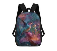 sinyumoney 3D Hummingbird in Flower Garden Kid's Backpack Waterproof 17inch School Bag Cute Rucksacks Fashion Casual Schoolbag for Kids for Girl Boy School