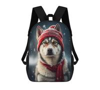 sinyumoney 3D Husky Hat School Backpack Student Casual Backpack For Kid's Children's Daypack Bookbag Hiking Sports Outdoor Work Travel Laptop Bag 17inch