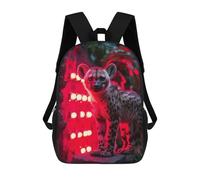 sinyumoney 3D Hyena Portrait with Red Lighting 17 Inch School Backpack Student Casual Backpack For Kid's Children's Daypack Bookbag Hiking Sports Outdoor Work Travel Laptop Bag