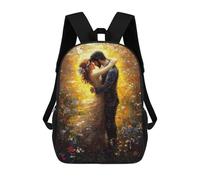 sinyumoney 3D Impressionist Inspired The Kiss School Backpack Student Casual Backpack For Kid's Children's Daypack Bookbag Hiking Sports Outdoor Work Travel Laptop Bag 17inch