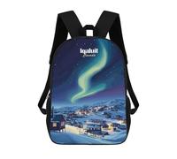 sinyumoney 3D Iqaluit Aurora Borealis School Backpack Student Casual Backpack For Kid's Children's Daypack Bookbag Hiking Sports Outdoor Work Travel Laptop Bag 17inch