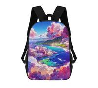 sinyumoney 3D Island Paradise Skyview -2 Print Children Backpack for School Students Backpacks Schoolbag Shoulder Book Bags 17inch