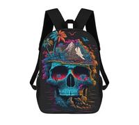 sinyumoney 3D Island Skull Fantasy Kid's Backpack Waterproof School Bag Bookbag Cute Rucksacks Fashion Casual Schoolbag for Kids for Girl Boy School 17inch