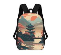 sinyumoney 3D Japan Landscape Painting Printing Daypacks Kids Casual Backpack Knapsack High Capacity Rucksack Travel Laptop Book Bag 17inch