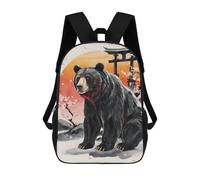 sinyumoney 3D Japan Painting Bear School Backpack Student Casual Backpack For Kid's Children's Daypack Bookbag Hiking Sports Outdoor Work Travel Laptop Bag 17inch