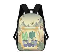 sinyumoney 3D Japanese Cactus Vintage Printing Daypacks Kids Casual Backpack Knapsack High Capacity Rucksack Travel Laptop Book Bag 17inch