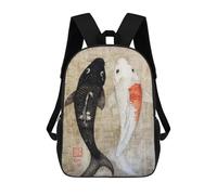 sinyumoney 3D Japanese Koi Fish Painting-1 Printing Daypacks Kids Casual Backpack Knapsack High Capacity Rucksack Travel Laptop Book Bag 17inch