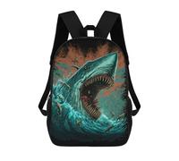 sinyumoney 3D Jawsome Ocean Predation Kid's Backpack Waterproof School Bag Bookbag Cute Rucksacks Fashion Casual Schoolbag for Kids for Girl Boy School 17inch