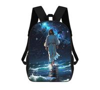 sinyumoney 3D Jesus Walking Water Kid's Backpack Waterproof 17inch School Bag Cute Rucksacks Fashion Casual Schoolbag for Kids for Girl Boy School