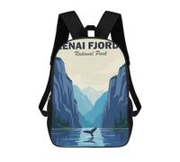 sinyumoney 3D Kenai Fjords National Park Printing Daypacks Kids Casual Backpack Knapsack High Capacity Rucksack Travel Laptop Book Bag 17inch