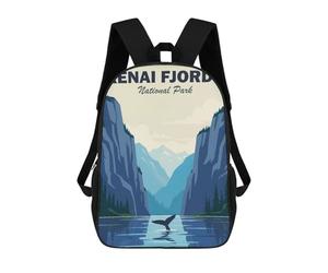 sinyumoney 3D Kenai Fjords National Park Printing Daypacks Kids Casual Backpack Knapsack High Capacity Rucksack Travel Laptop Book Bag 17inch
