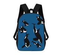 sinyumoney 3D Killer Whales School Backpack Student Casual Backpack For Kid's Children's Daypack Bookbag Hiking Sports Outdoor Work Travel Laptop Bag 17inch