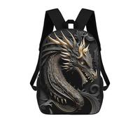 sinyumoney 3D King Dragon Art Deco 17 Inch School Backpack Student Casual Backpack For Kid's Children's Daypack Bookbag Hiking Sports Outdoor Work Travel Laptop Bag