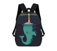 sinyumoney 3D King Of The Narwhals Printing Daypacks Kids Casual Backpack Knapsack High Capacity Rucksack Travel Laptop Book Bag 17inch