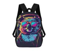 sinyumoney 3D Koala Headphones Sunglasses Art Print Kid's Backpack Waterproof 17inch School Bag Cute Rucksacks Fashion Casual Schoolbag for Kids for Girl Boy School