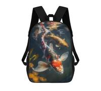 sinyumoney 3D Koi Fish Pond Decor Print Kid's Backpack Waterproof School Bag Bookbag Cute Rucksacks Fashion Casual Schoolbag for Kids for Girl Boy School 17inch