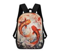 sinyumoney 3D Koi Fishes School Backpack Student Casual Backpack For Kid's Children's Daypack Bookbag Hiking Sports Outdoor Work Travel Laptop Bag 17inch