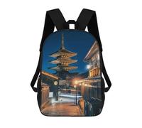 sinyumoney 3D Kyoto By Night School Backpack Student Casual Backpack For Kid's Children's Daypack Bookbag Hiking Sports Outdoor Work Travel Laptop Bag 17inch