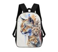 sinyumoney 3D Leopards Watercolor Printing Daypacks Kids Casual Backpack Knapsack High Capacity Rucksack Travel Laptop Book Bag 17inch