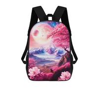 sinyumoney 3D Light Blue Pink World Printing Daypacks Kids Casual Backpack Knapsack High Capacity Rucksack Travel Laptop Book Bag 17inch