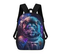 sinyumoney 3D Lion Astronaut in Space -5 Print Children Backpack for School Students Backpacks Schoolbag Shoulder Book Bags 17inch