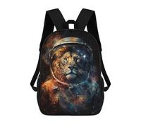 sinyumoney 3D Lion Astronaut in Space -6 Kid's Backpack Waterproof School Bag Bookbag Cute Rucksacks Fashion Casual Schoolbag for Kids for Girl Boy School 17inch