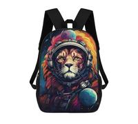 sinyumoney 3D Lion Astronaut in Space Kid's Backpack Waterproof 17inch School Bag Cute Rucksacks Fashion Casual Schoolbag for Kids for Girl Boy School