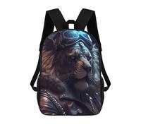 sinyumoney 3D Lion Biker Artwork Kid's Backpack Waterproof School Bag Bookbag Cute Rucksacks Fashion Casual Schoolbag for Kids for Girl Boy School 17inch