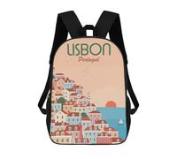 sinyumoney 3D Lisbon, Portugal School Backpack Student Casual Backpack For Kid's Children's Daypack Bookbag Hiking Sports Outdoor Work Travel Laptop Bag 17inch
