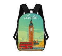 sinyumoney 3D London City Print Children Backpack for School Students Backpacks Schoolbag Shoulder Book Bags 17inch