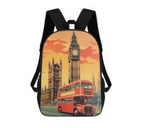 sinyumoney 3D London's Iconic Red Bus And Big Ben Kid's Backpack Waterproof School Bag Bookbag Cute Rucksacks Fashion Casual Schoolbag for Kids for Girl Boy School 17inch