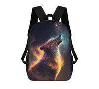 sinyumoney 3D Lone Wolf in Space School Backpack Student Casual Backpack For Kid's Children's Daypack Bookbag Hiking Sports Outdoor Work Travel Laptop Bag 17inch