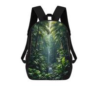 sinyumoney 3D Lost Paradise Hidden Jungle Waterfall 17 Inch School Backpack Student Casual Backpack For Kid's Children's Daypack Bookbag Hiking Sports Outdoor Work Travel Laptop Bag