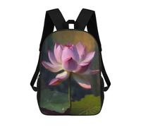 sinyumoney 3D Lotus Flower Bloom Print Children Backpack for School Students Backpacks Schoolbag Shoulder Book Bags 17inch