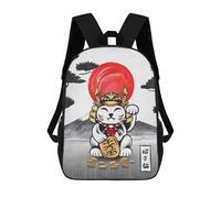 sinyumoney 3D Lucky Cat Japan Art School Backpack Student Casual Backpack For Kid's Children's Daypack Bookbag Hiking Sports Outdoor Work Travel Laptop Bag 17inch