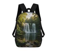 sinyumoney 3D Lush Waterfall Landscape 17 Inch School Backpack Student Casual Backpack For Kid's Children's Daypack Bookbag Hiking Sports Outdoor Work Travel Laptop Bag